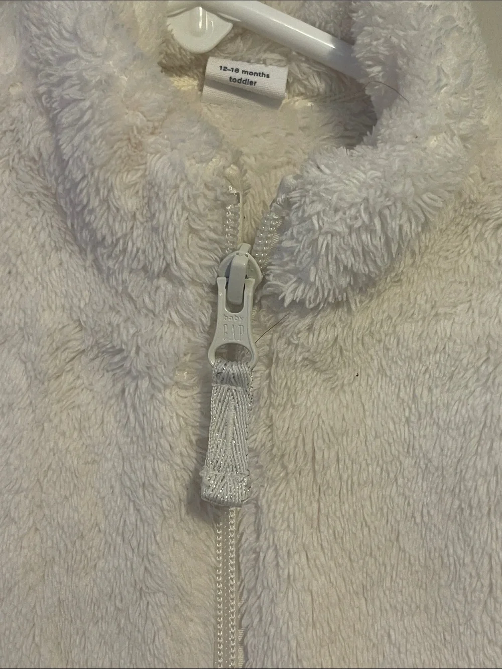 GAP Cream Plush Teddy Half-Zip Hoodie